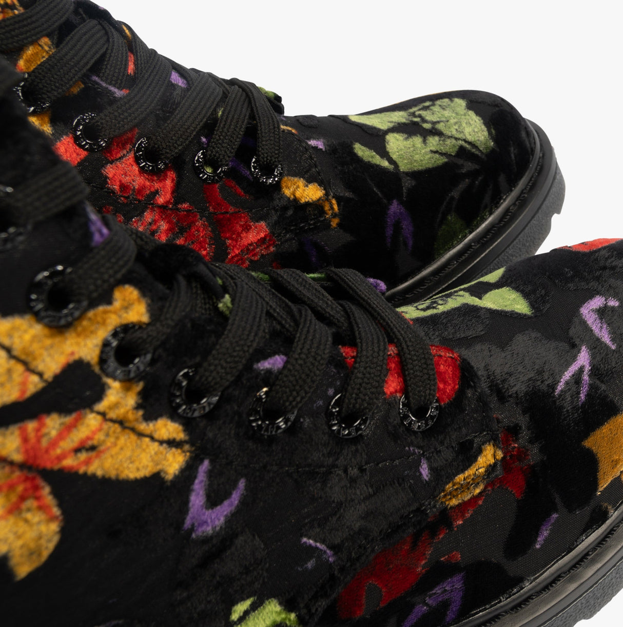 Heavenly Feet JUSTINA2 FLORAL VELOUR Womens Lace Up Boots Black