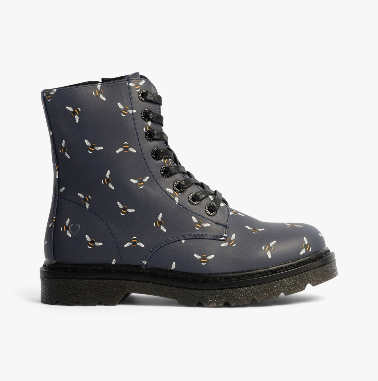 Heavenly Feet JUSTINA2 NEW BEE PRINT Womens Lace Up Boots Midnight