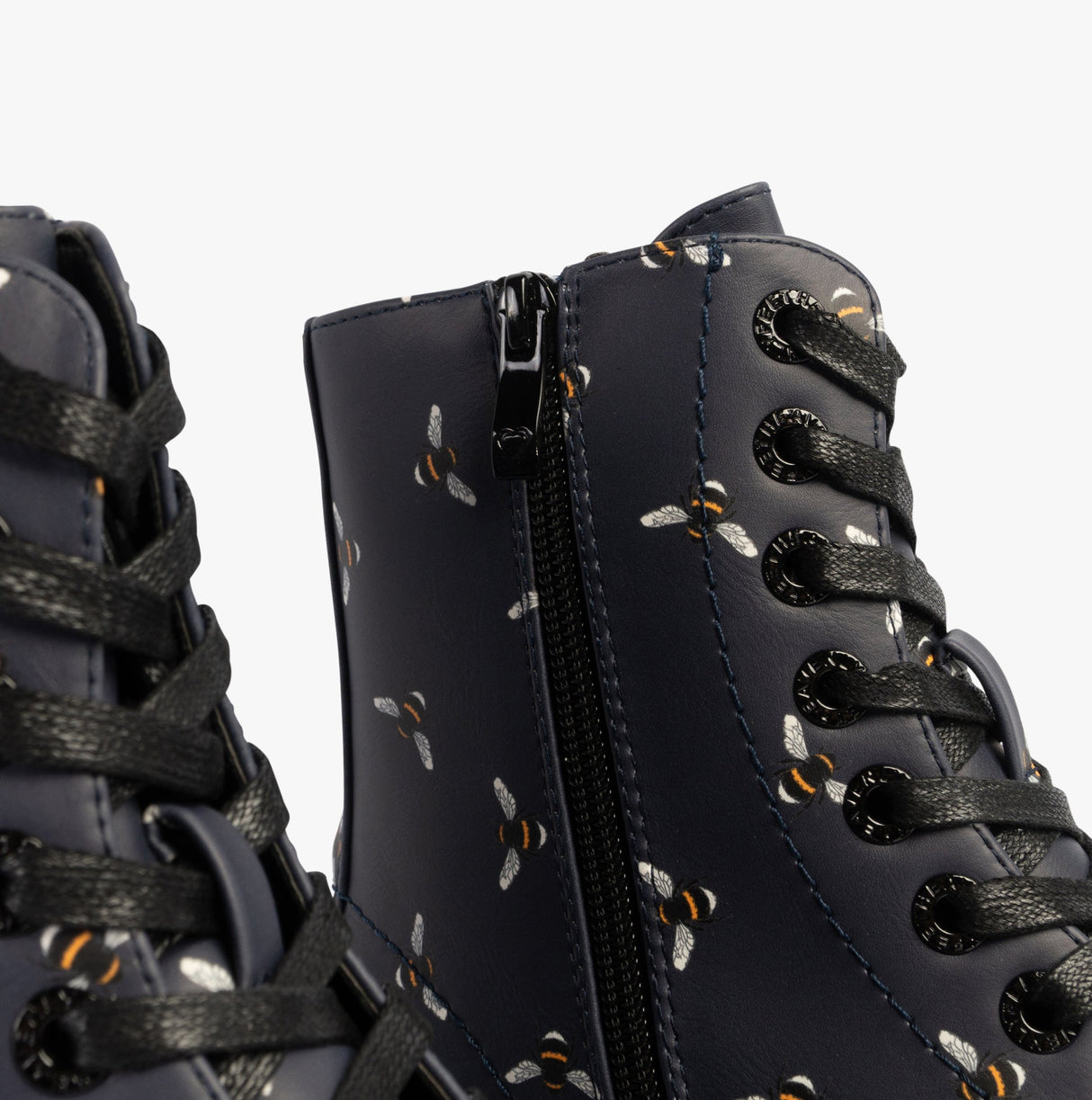 Heavenly Feet JUSTINA2 NEW BEE PRINT Womens Lace Up Boots Midnight