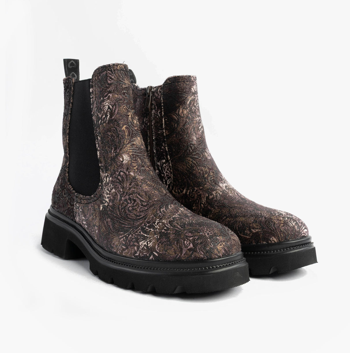 Heavenly Feet BRKVLR ZETA MEADOW VELOUR Womens Chelsea Boots Bark Velour