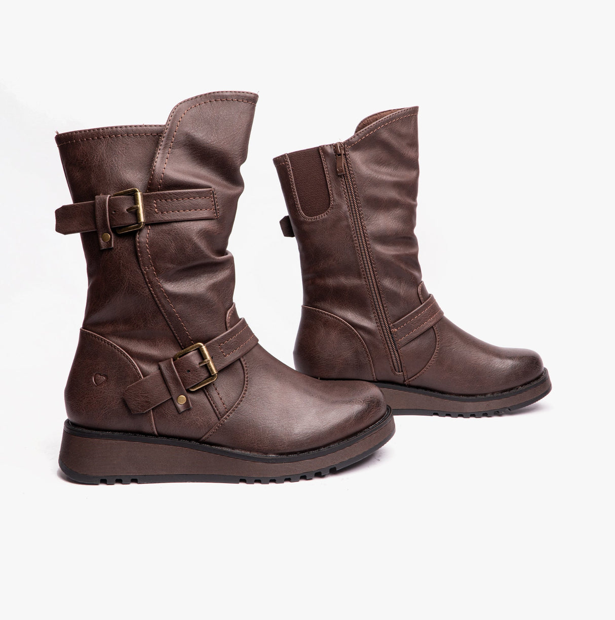 Heavenly Feet HANNAH4 Womens Mid Calf Boots Chocolate