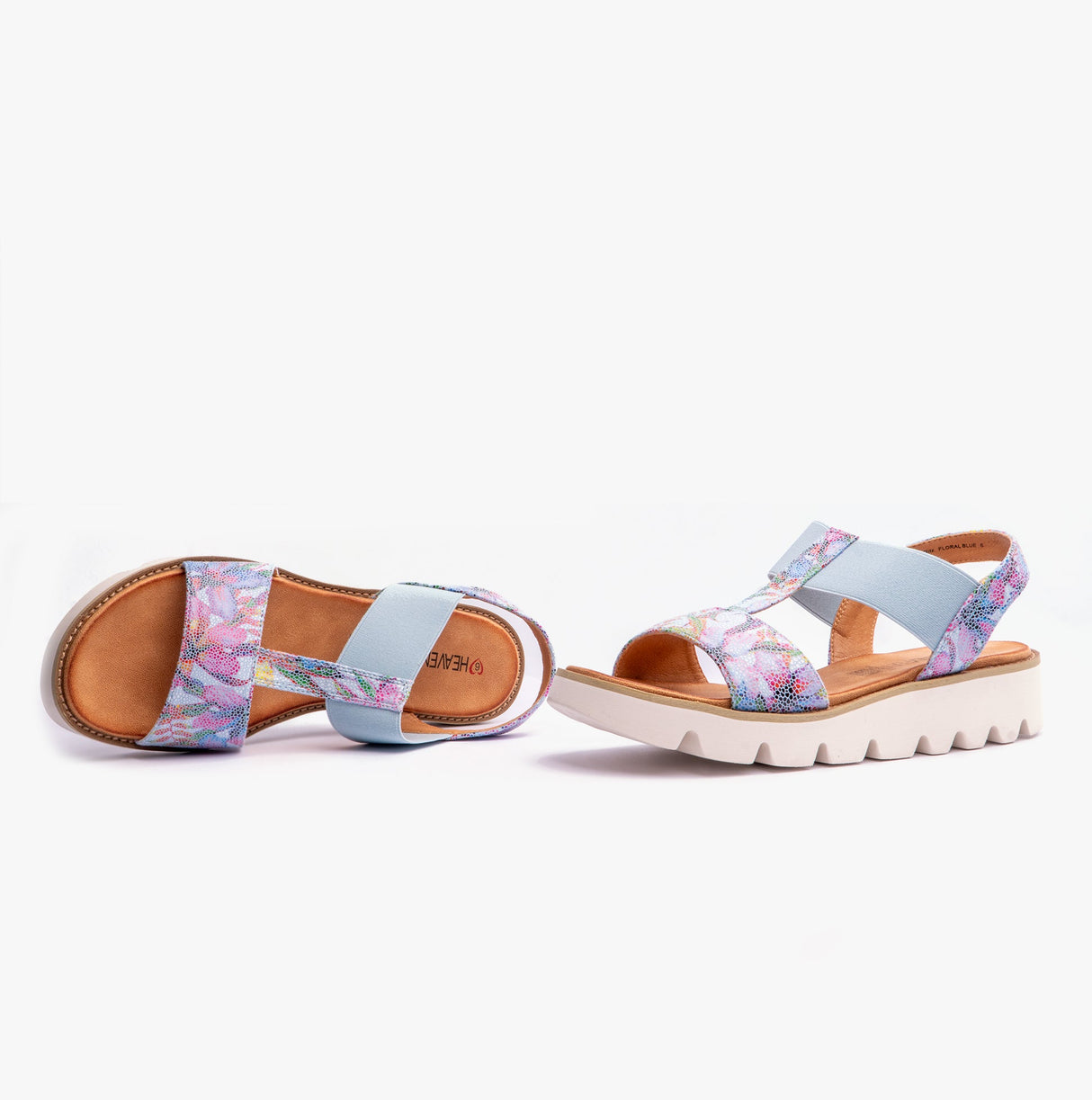 Heavenly Feet RITZ Womens Sandals Floral Blue