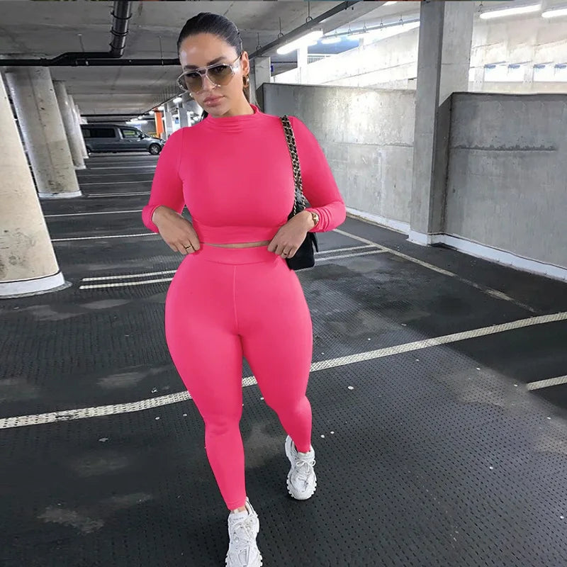 2021 New arrivals 18 color fashion casual sports fitness crop top yoga two piece set women sportswear fitness other sportswear