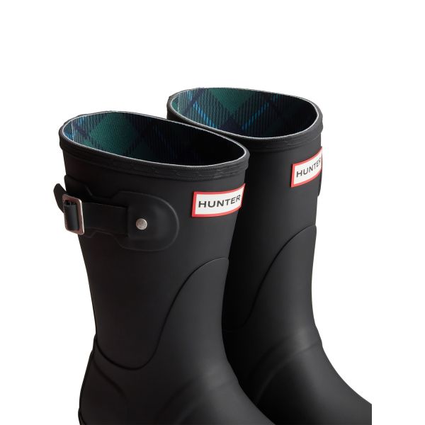 Hunter ORIGINAL SHORT TARTAN Wellies Black