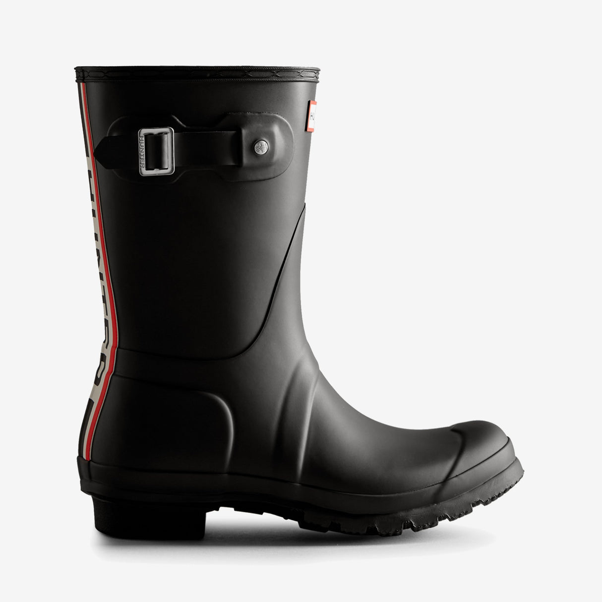 Hunter ORIGINAL SHORT TRI COLOUR LOGO BOOT Womens Wellies Black