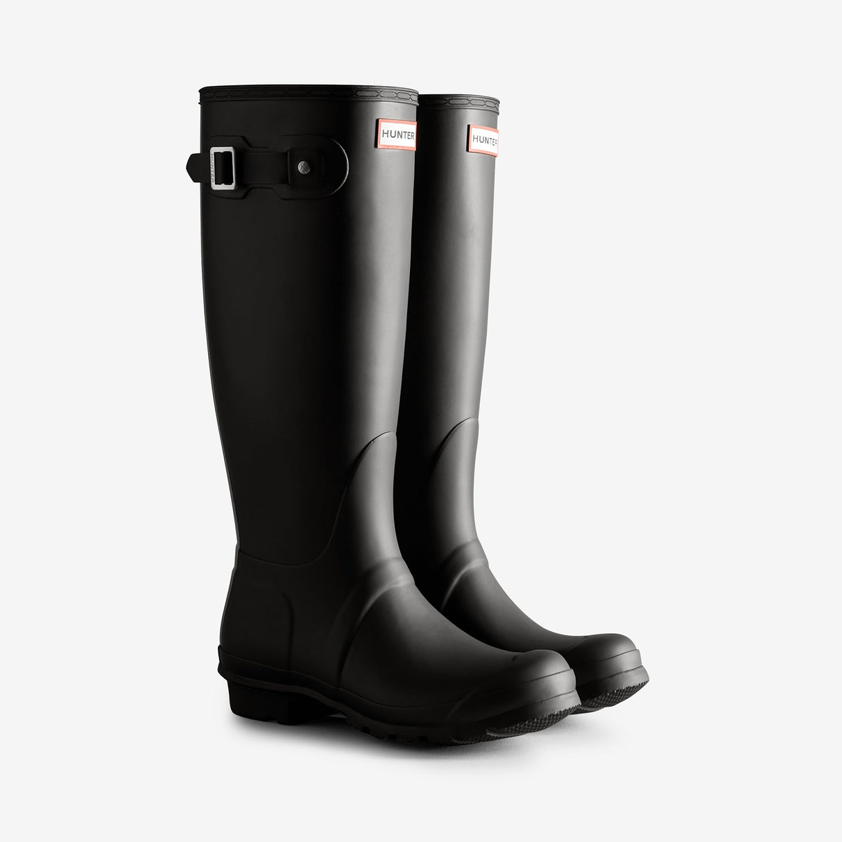 Hunter TRI-COLOUR TALL LOGO BACKSTRAP Womens Wellies Black