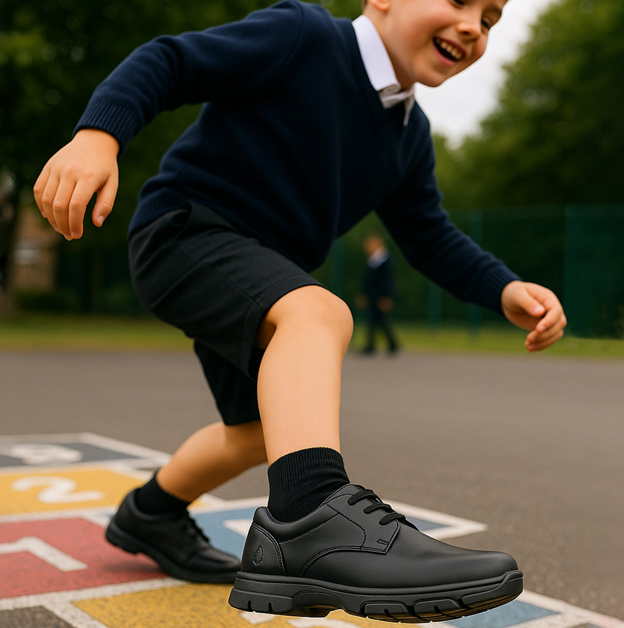 Hush Puppies VINCENTE Boys Leather Derby School Shoes Black