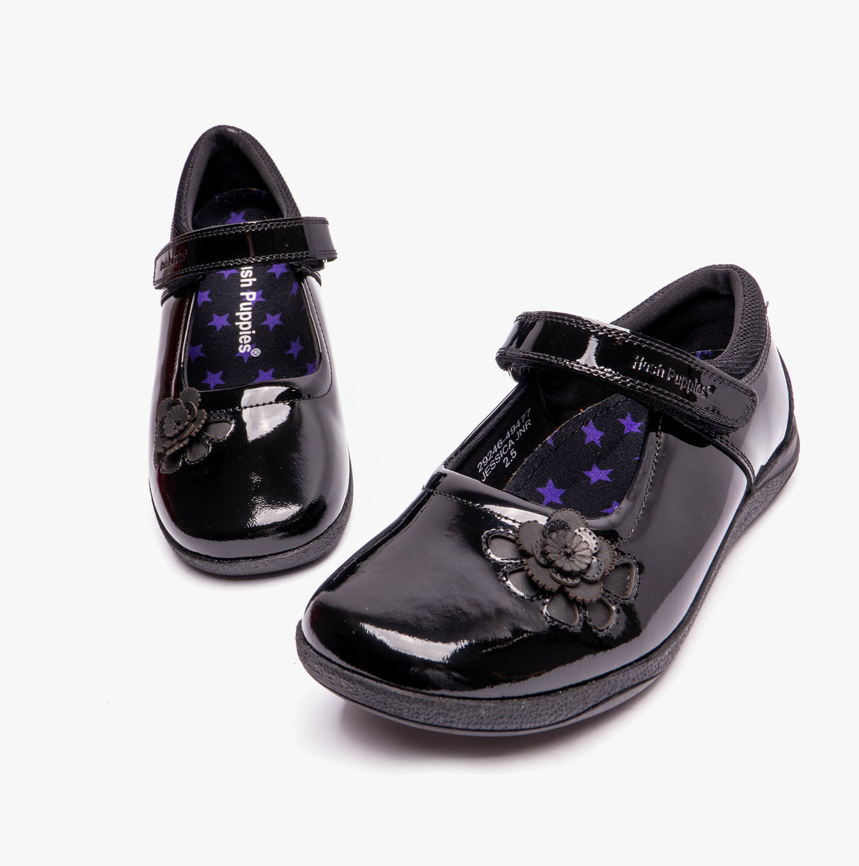 Hush Puppies JESSICA Girls School Shoes Patent Black