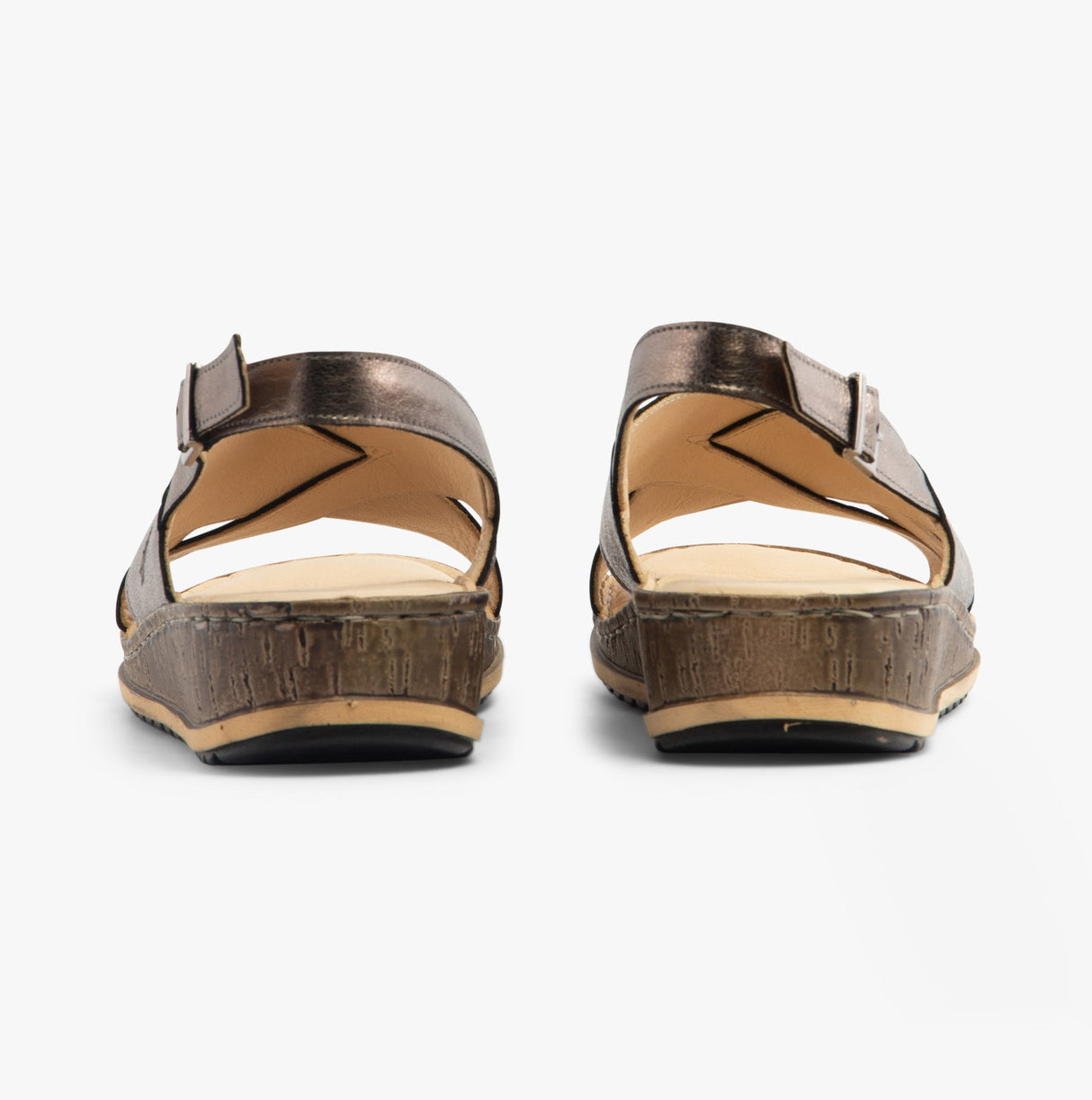 Hush Puppies ELENA Crossover Womens Wedge Sandals Pewter