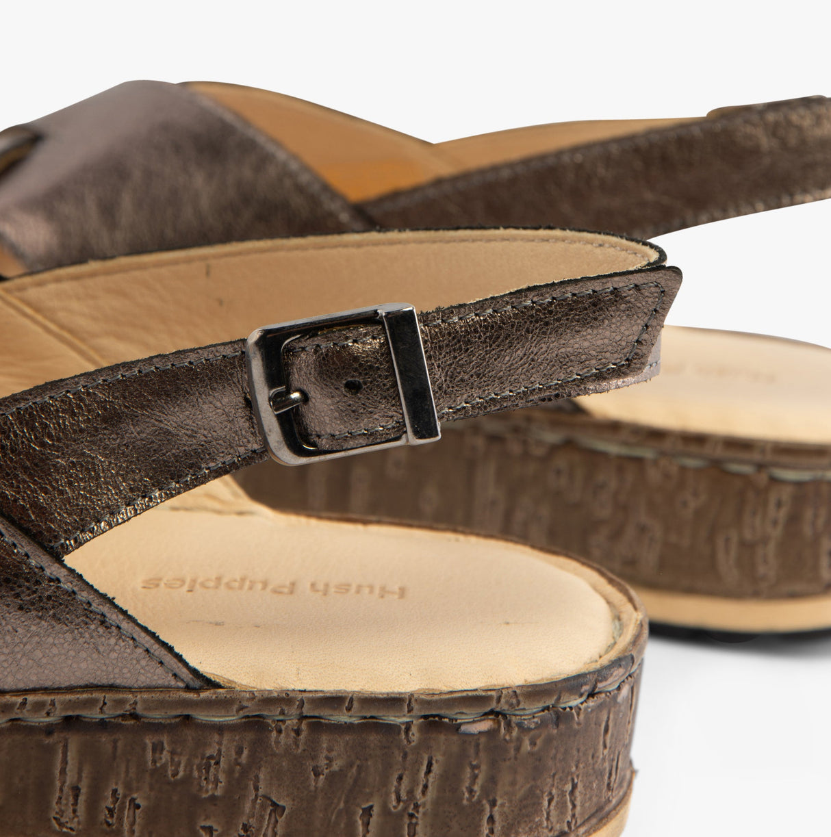 Hush Puppies ELENA Crossover Womens Wedge Sandals Pewter