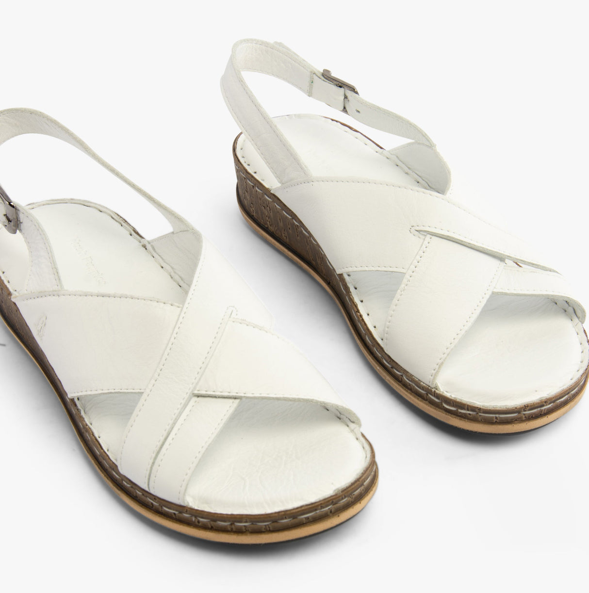 Hush Puppies ELENA Crossover Womens Wedge Sandals White