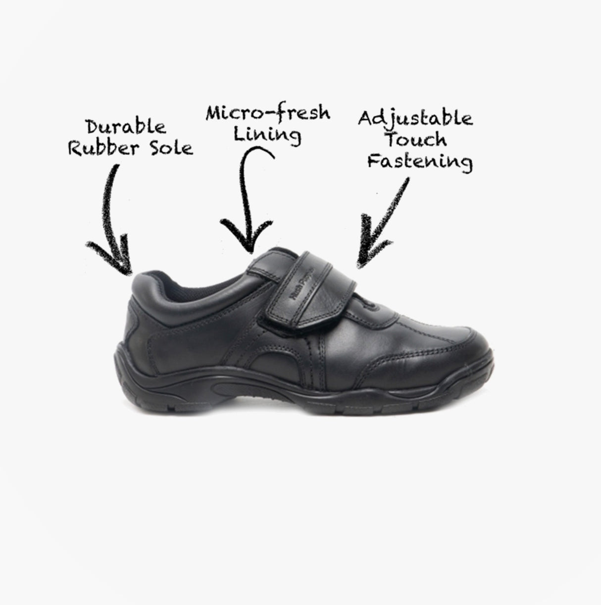 Hush Puppies ARLO Boys Leather School Shoes Black