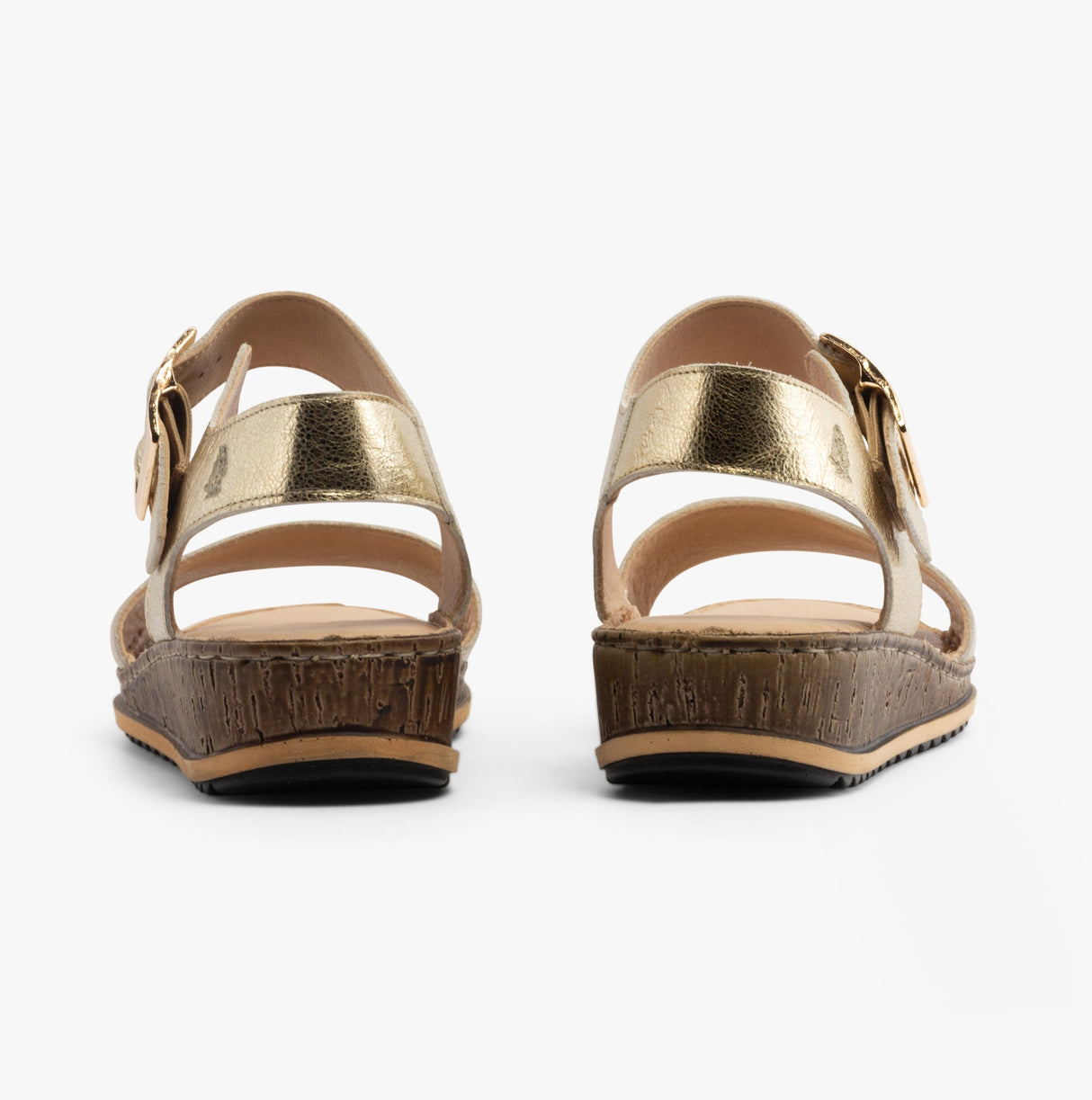 Hush Puppies ELLIE Womens Leather Wedge Sandals Gold