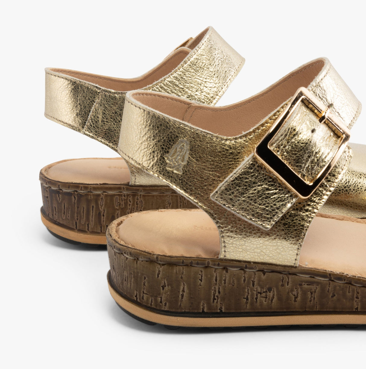 Hush Puppies ELLIE Womens Leather Wedge Sandals Gold