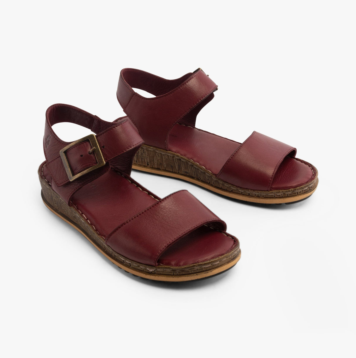 Hush Puppies ELLIE Womens Leather Wedge Sandals Bordeaux