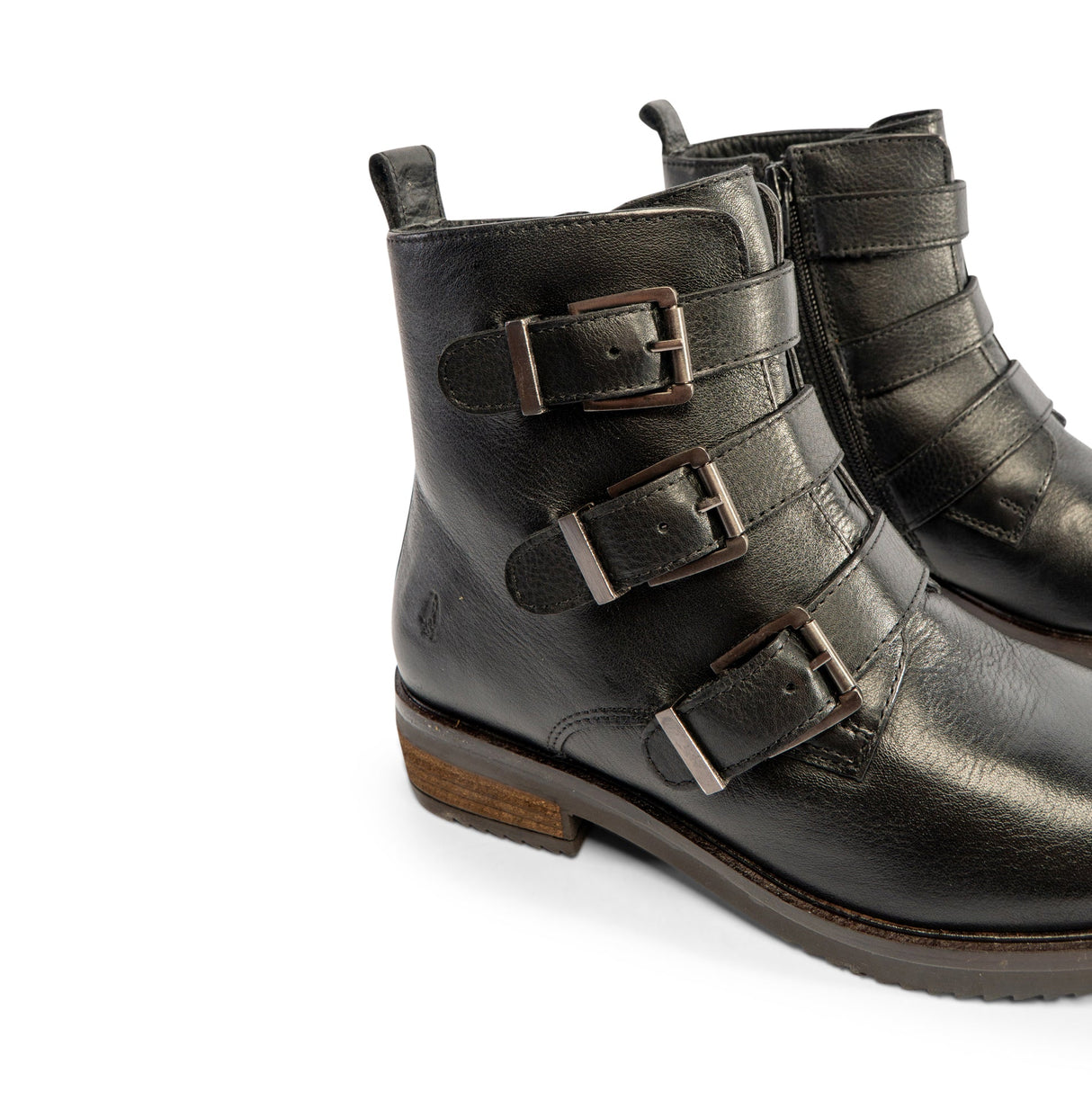 Hush Puppies PRIA Womens Leather Ankle Boots Black