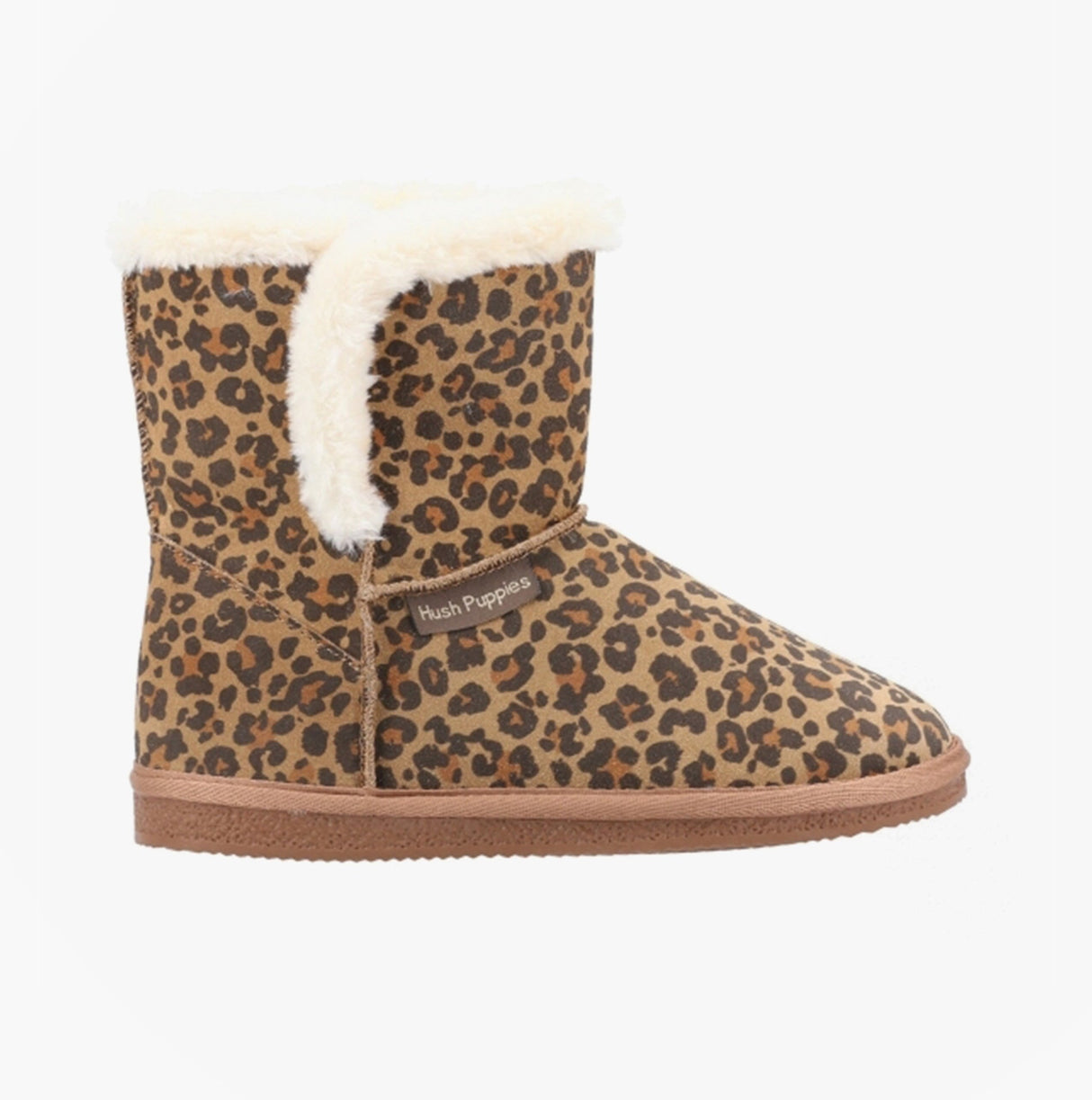 Hush Puppies ASHLEIGH Womens Suede Boot Slippers Leopard Print