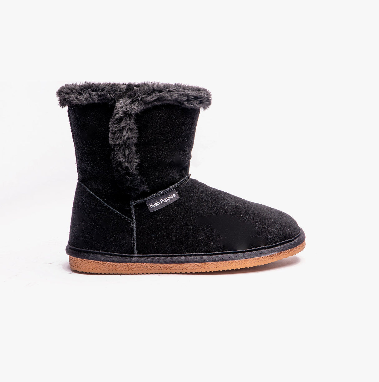 Hush Puppies ASHLEIGH Womens Suede Boot Slippers Black