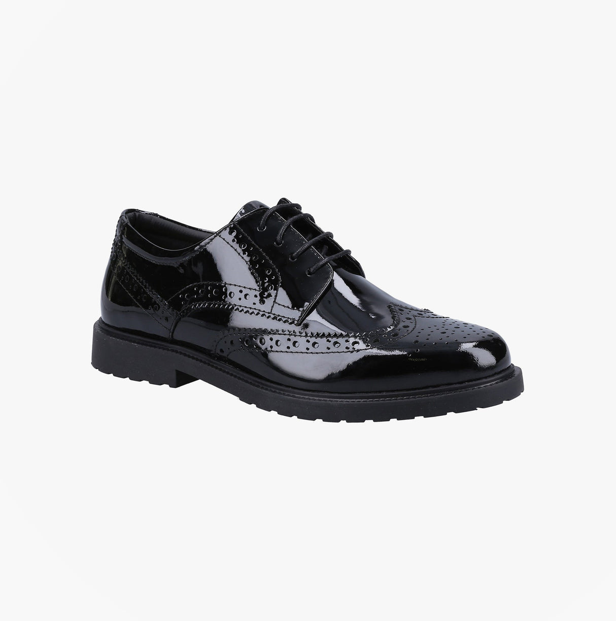 Hush Puppies VERITY BROGUE Girls Shoes Black Patent