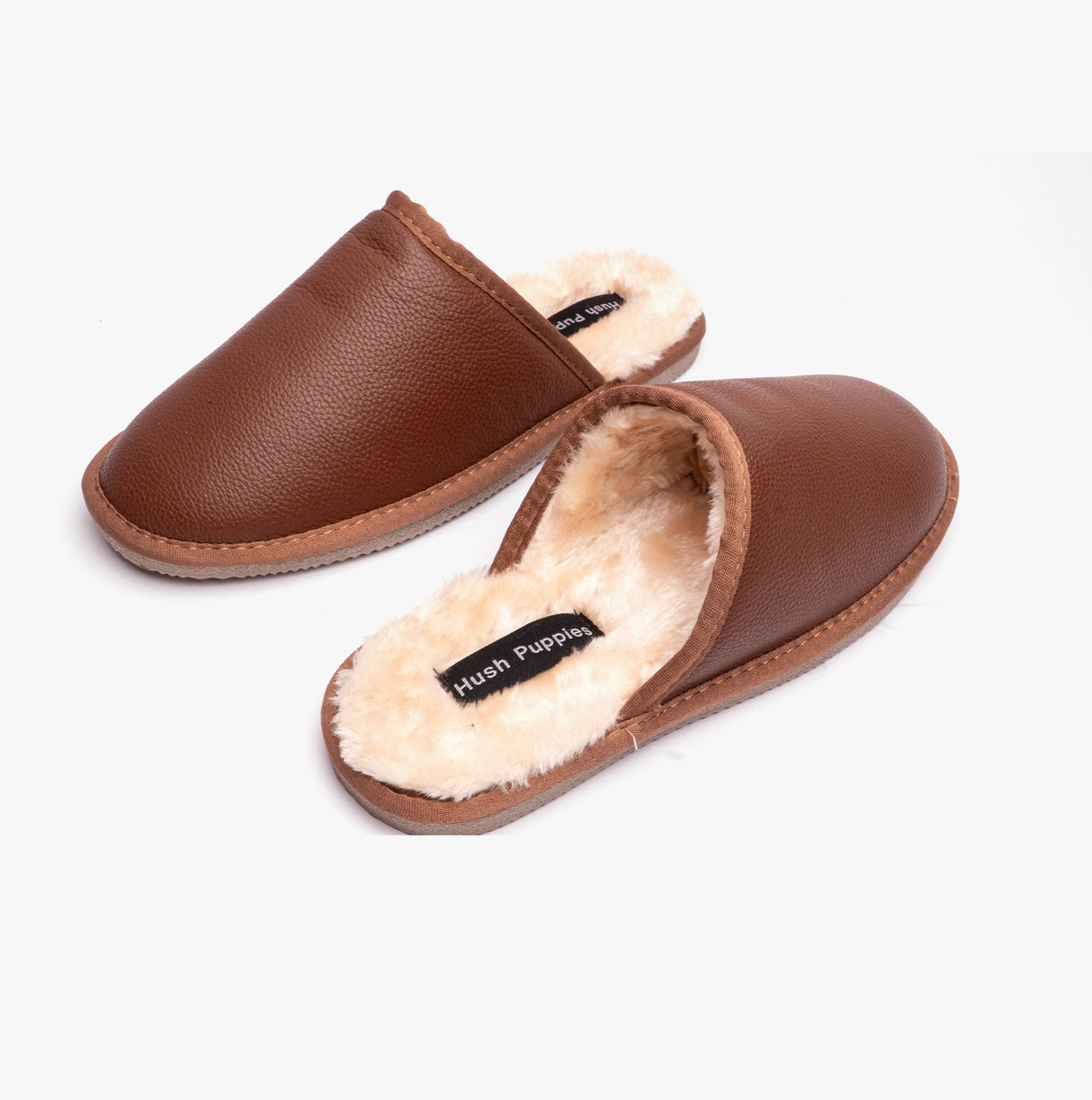 Hush Puppies COADY LEATHER SLIPPER Classic Mens Slippers Tan