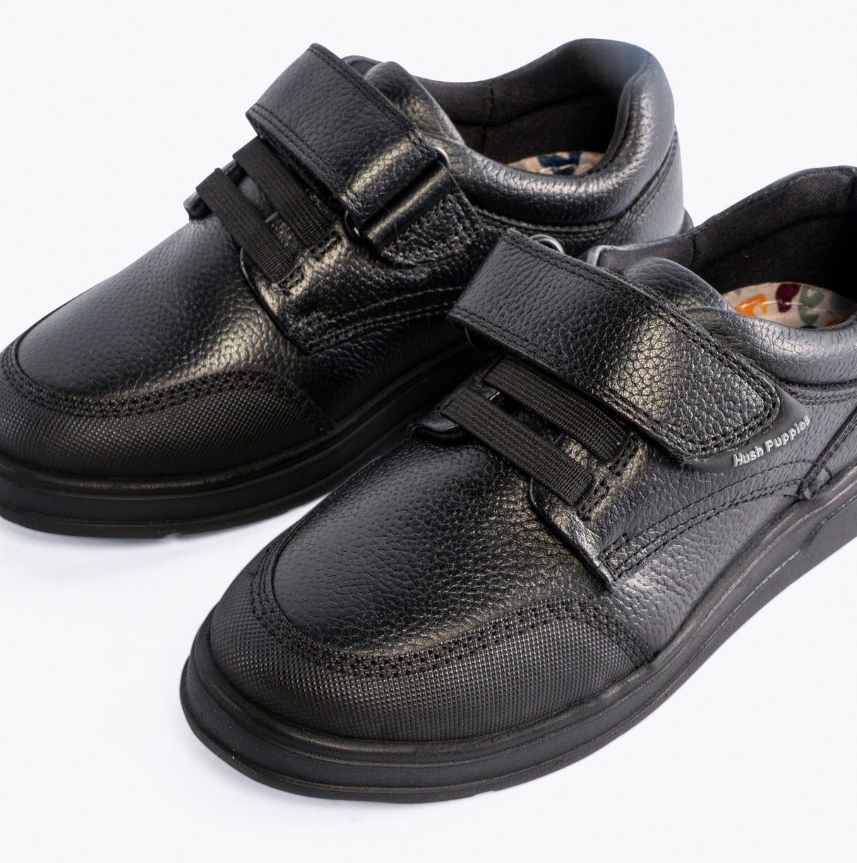 Hush Puppies ROWAN Boys Leather School Shoes Black