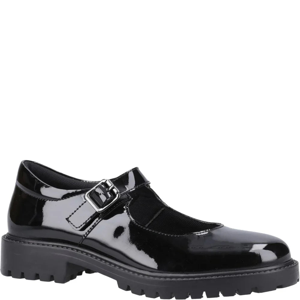 Hush Puppies AURORA Girls School Shoes Black Patent