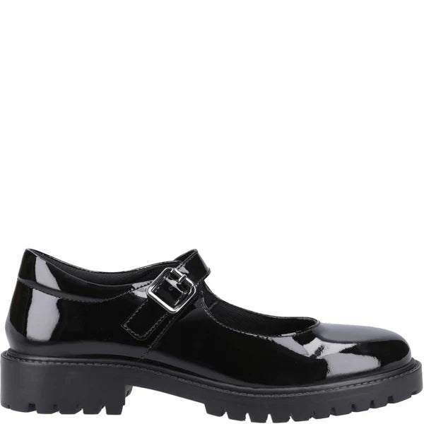 Hush Puppies AURORA Girls School Shoes Black Patent