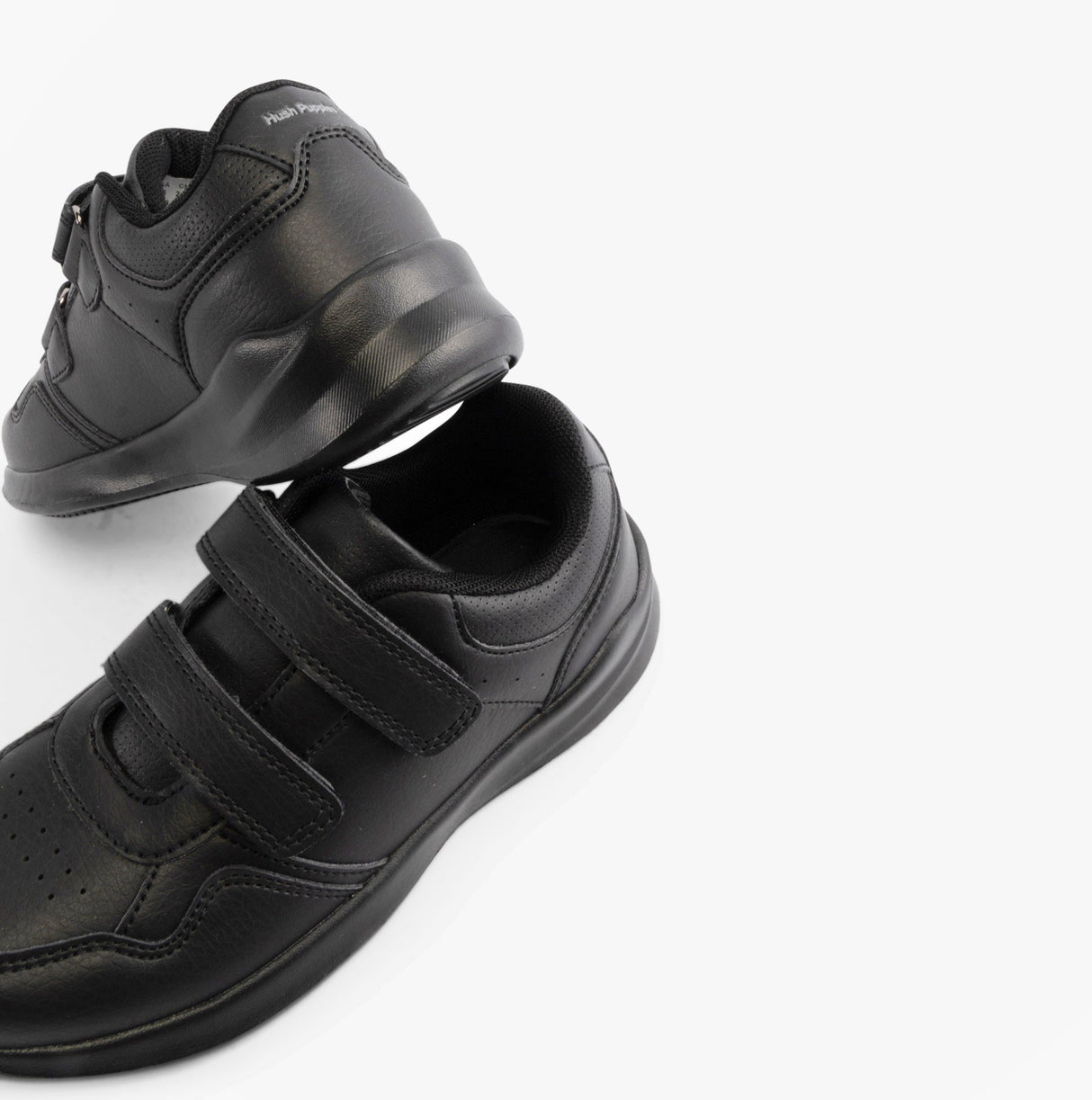 Hush Puppies MARLING Unisex Leather School Trainers Black