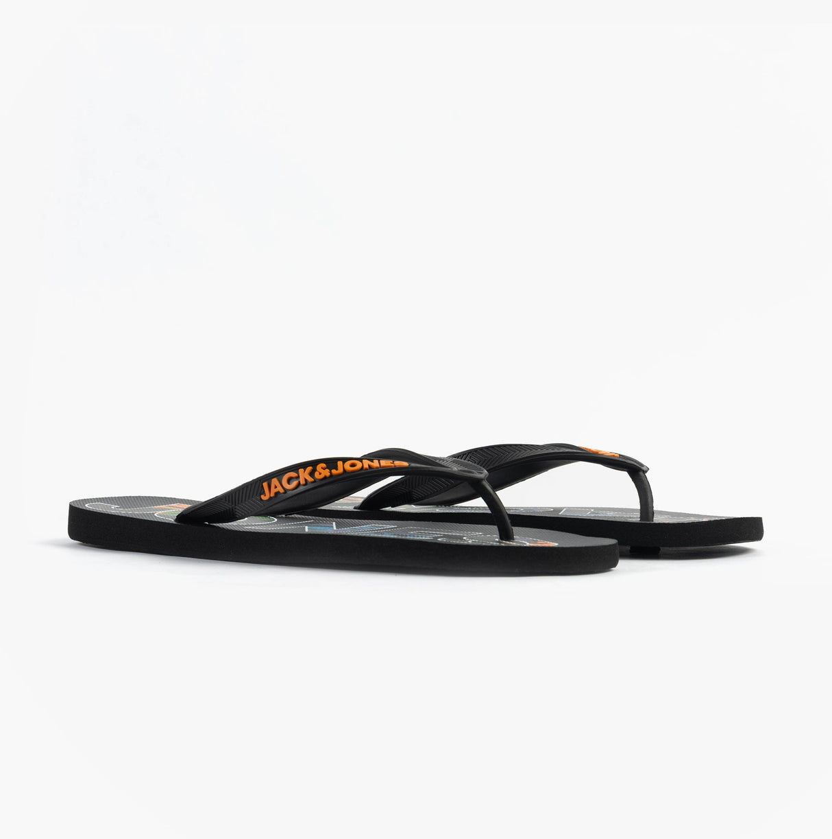 Jack & Jones LOGO PALM PRINT Mens Flip-Flops Anthracite