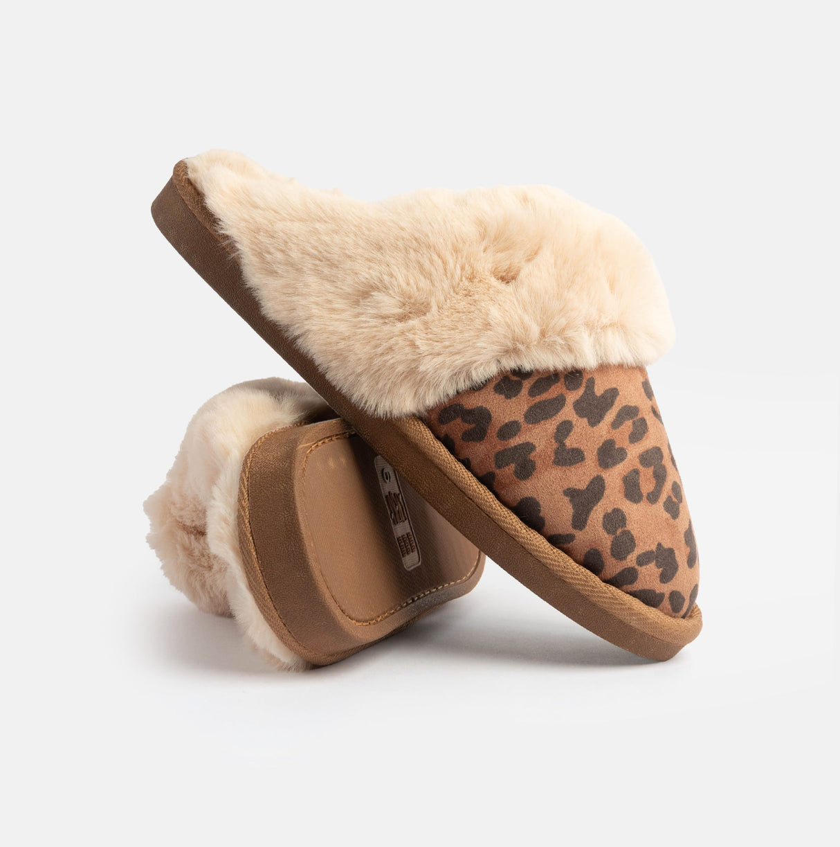 Jo & Joe SCARLETT Womens Faux Fur Mule Slippers Leopard Print