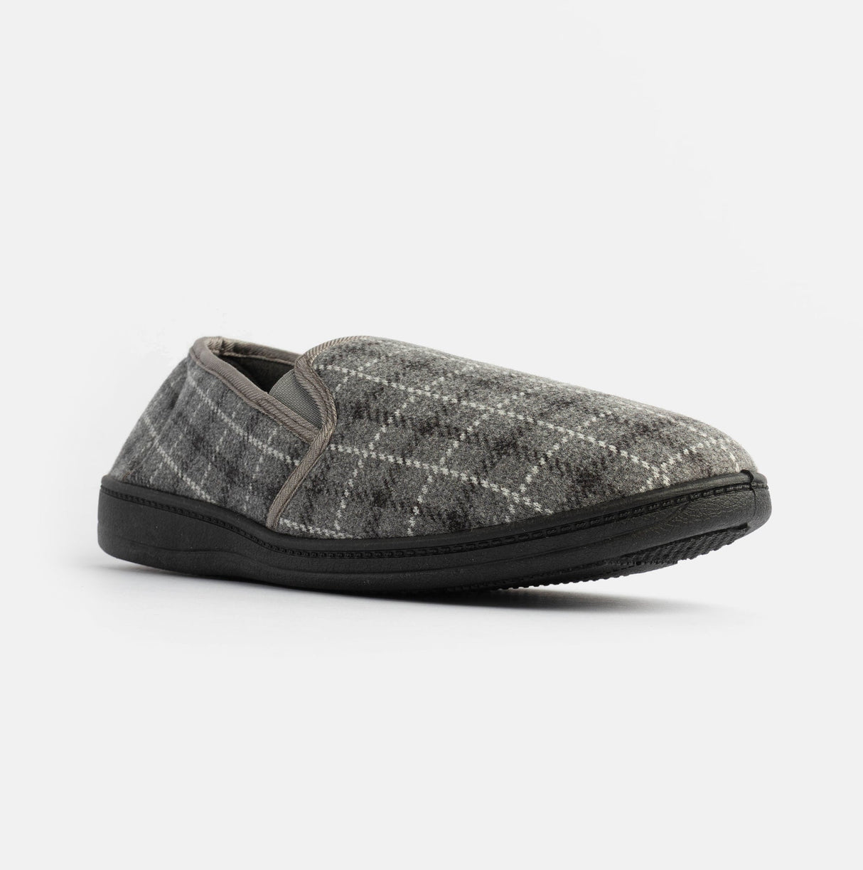 Jo & Joe GORDON Mens Full Slippers Checkered Grey