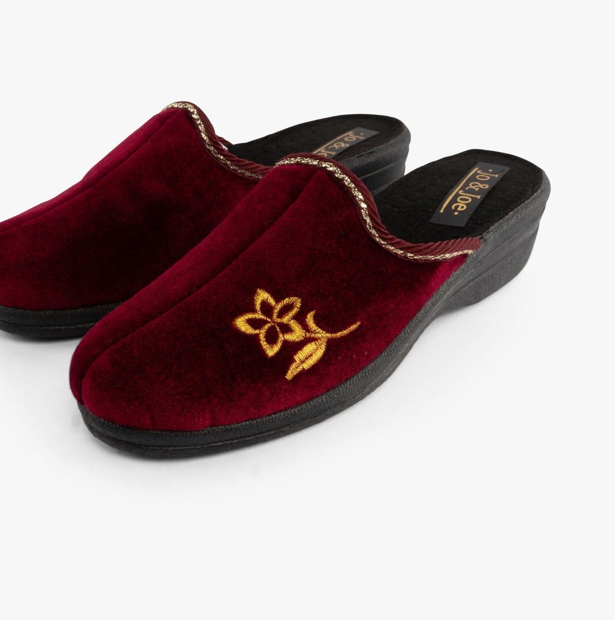 Jo & Joe HELEN Womens Wedge Heel Mule Slippers Burgundy