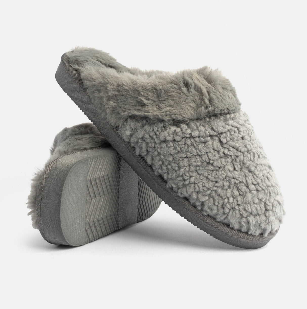 Jo & Joe HELGA Womens Mule Faux Fur Slippers Grey