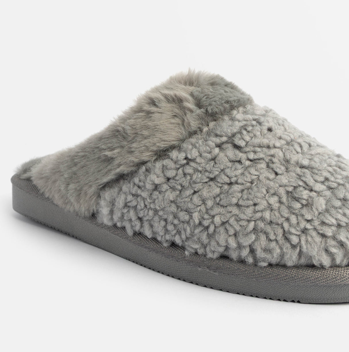 Jo & Joe HELGA Womens Mule Faux Fur Slippers Grey