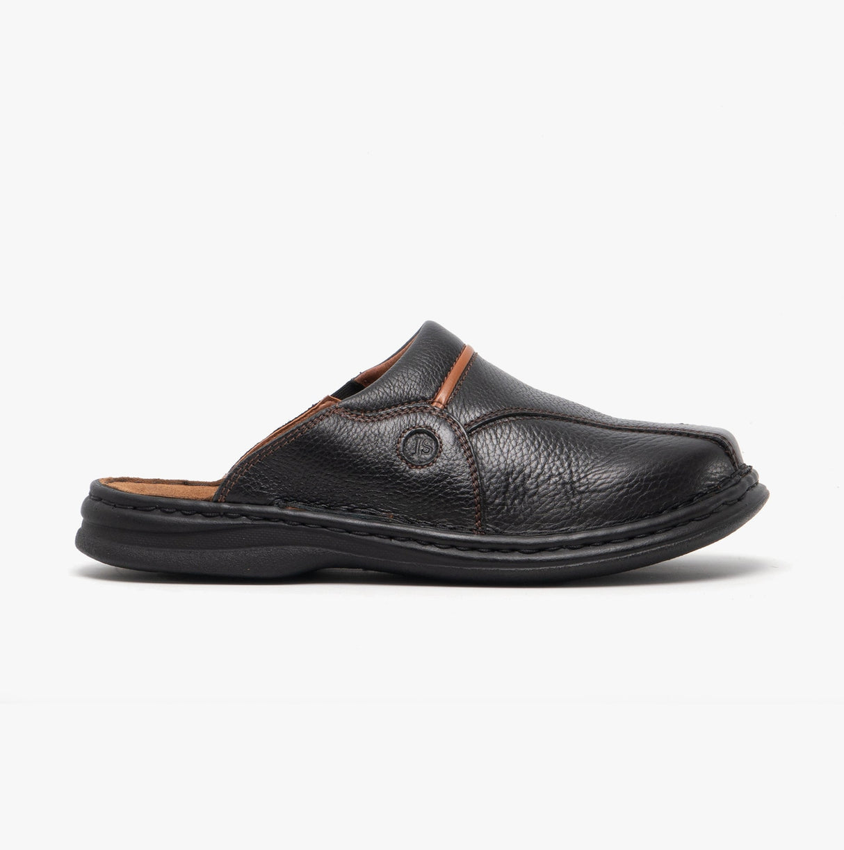 Josef Seibel KLAUS Mens Leather Mules Black/Cognac