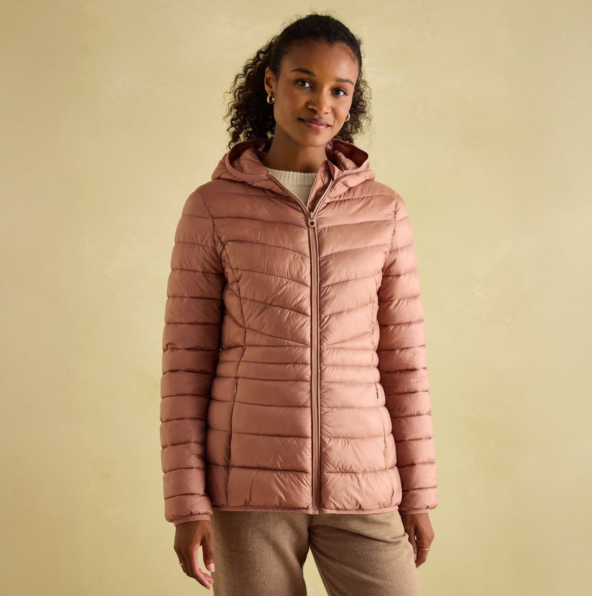 Joules KENLEY Womens Showerproof Hooded Puffer Jacket Pink