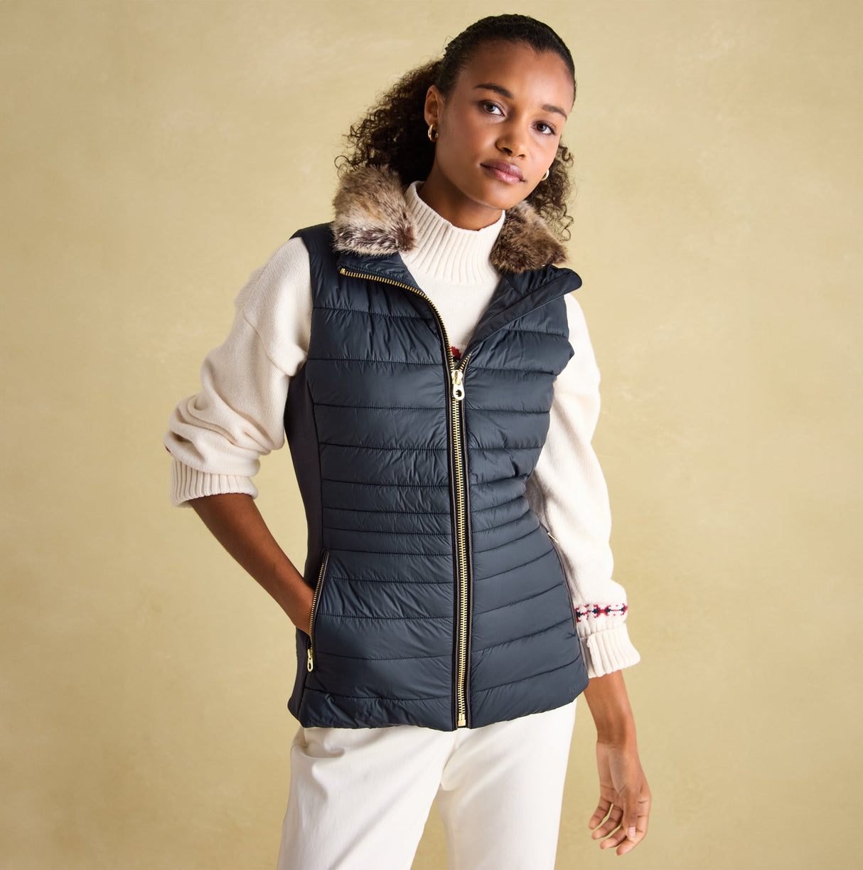 Joules BECKLEY Womens Padded Showerproof Gilet Navy
