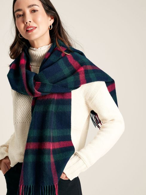 Joules LANGTREE Womens Scarf Navy Pink Check