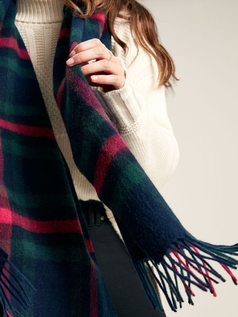 Joules LANGTREE Womens Scarf Navy Pink Check