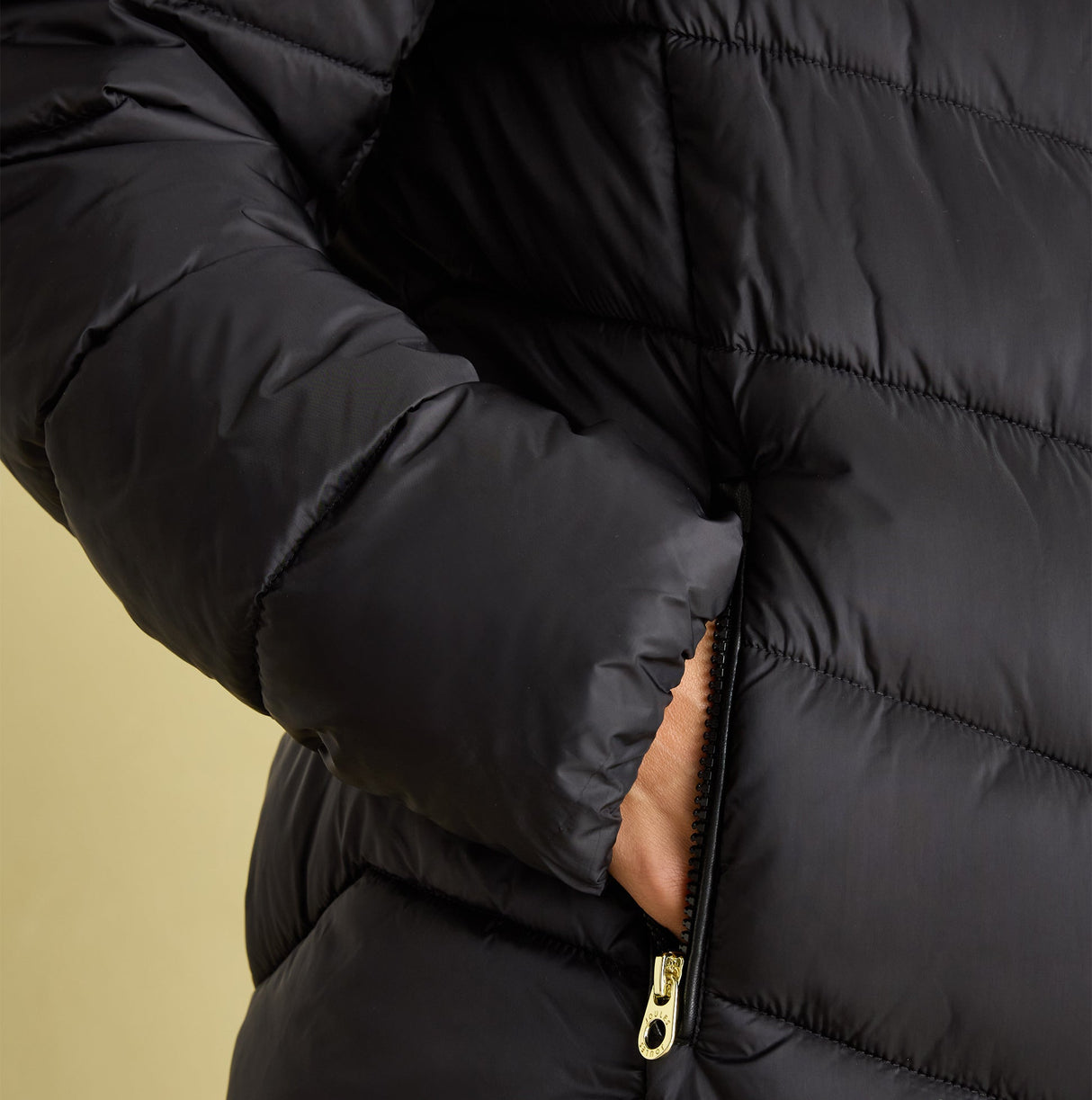 Joules MOORSDALE Womens Mid Length Showerproof Padded Coat with Hood Black