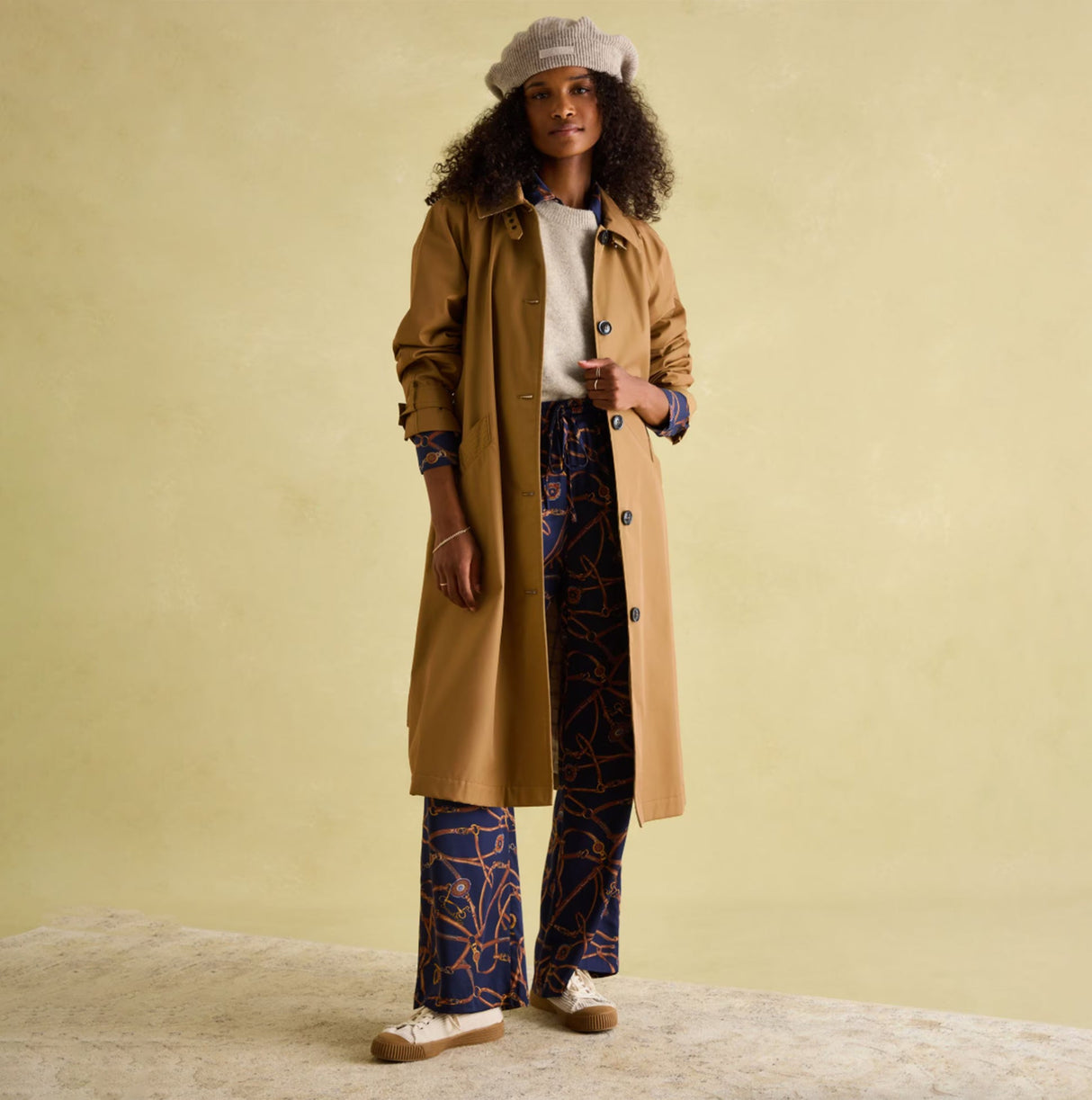 Joules Epwell Womens Waterproof Belted Trench Coat Brown