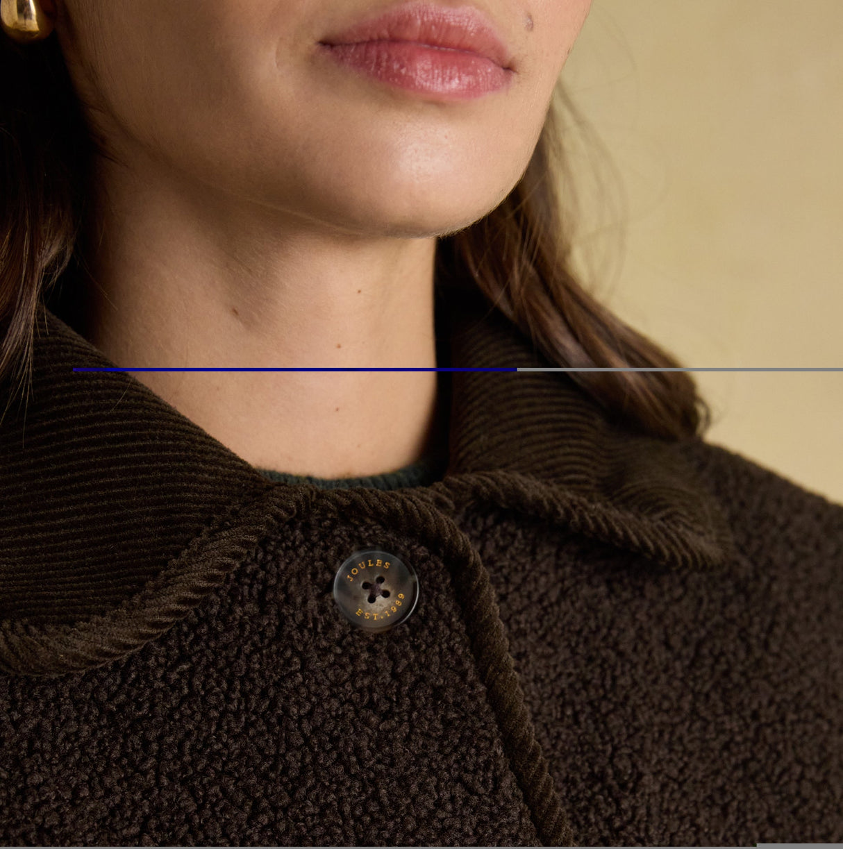 Joules SADIE Womens Collared Fleece Jacket Chocolate Brown