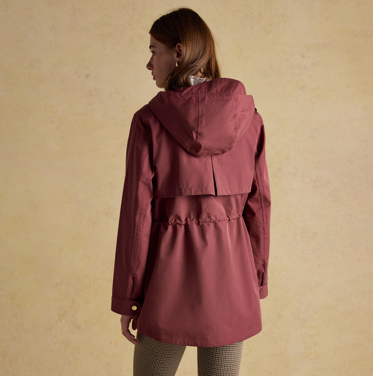 Joules PORTWELL Waterproof Hoodie Raincoat With Adjustable Waist Oxblood