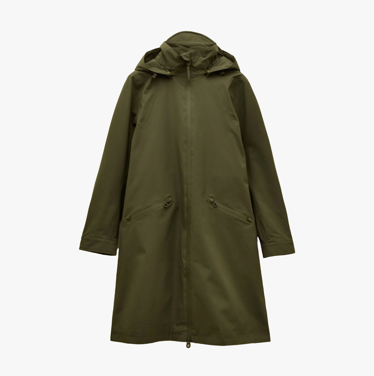 Joules RAINAWAY Womens Lightweight Waterproof Longline Raincoat with Hood Green