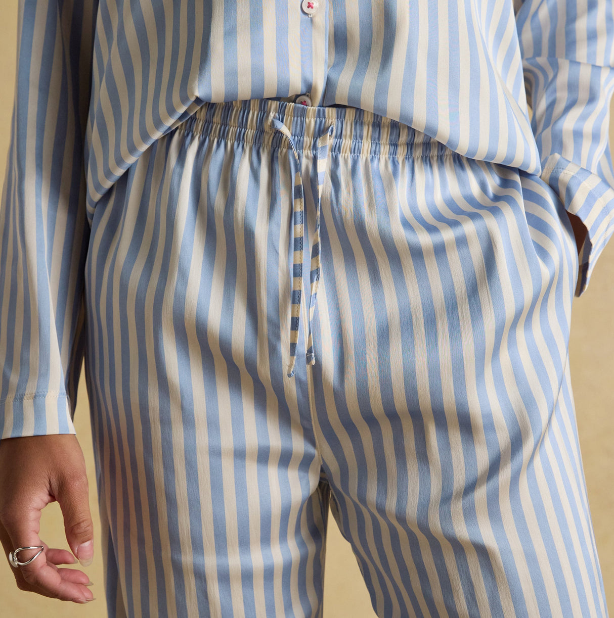 Joules BONNIE Womens Satin Pyjama Set Blue Stripe