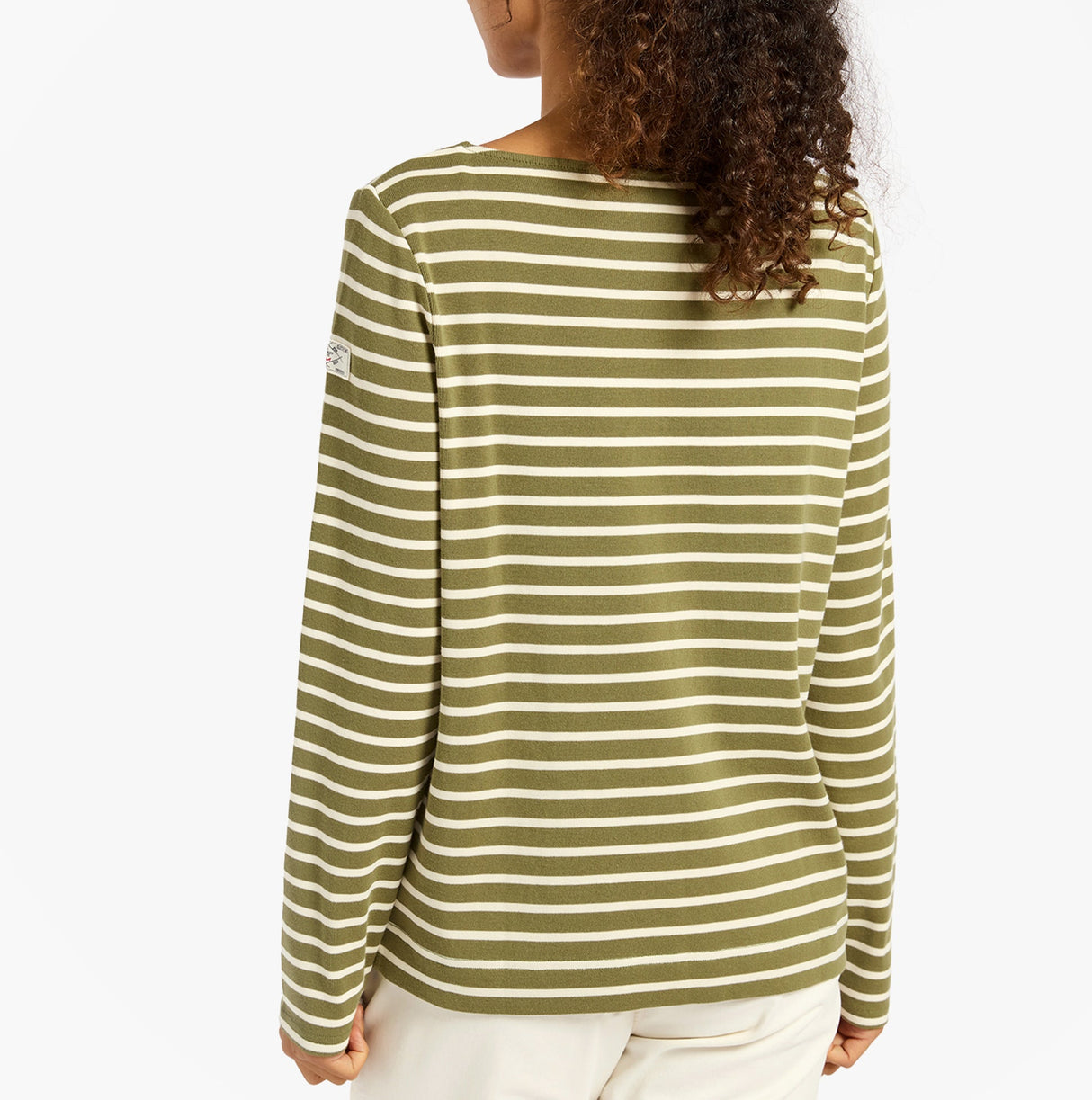 Joules HARBOUR Boat Neck 100% Cotton Breton Top Green Stripe