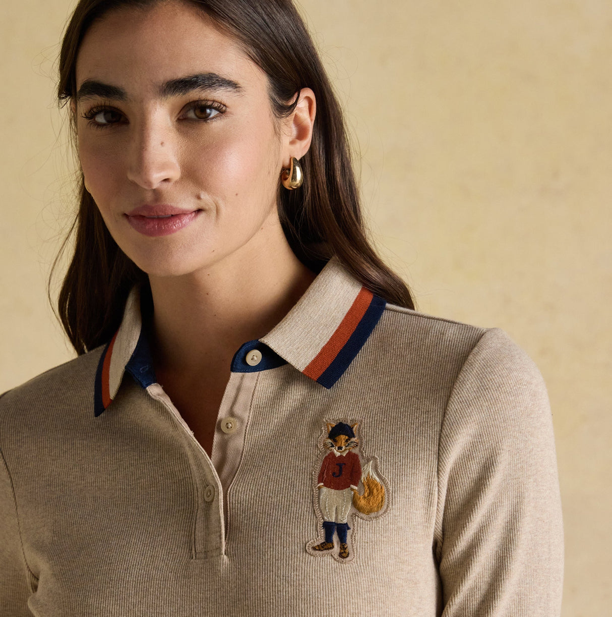 Joules FAIRFIELD JONTY Womens Polo Shirt Neutral