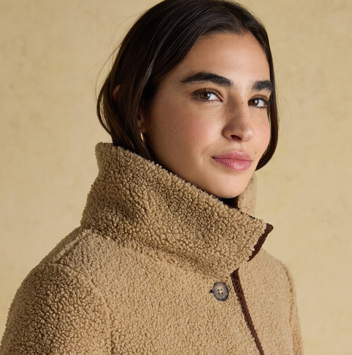 Joules SADIE LONGLINE Womens Longline Fleece Jacket Neutral