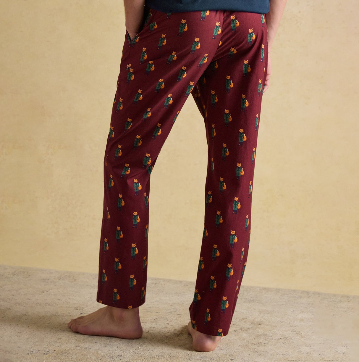 Joules DOZER Mens Pyjama Trousers Burgundy Red