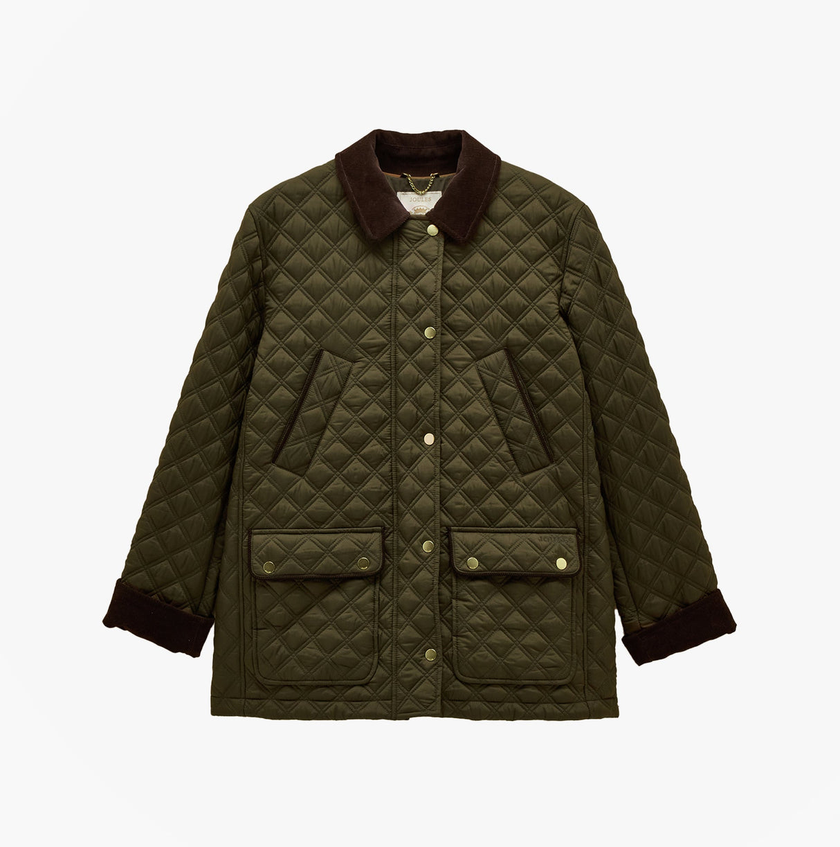 Joules BEATRIX Womens Showerproof Quilted Coat Khaki Green